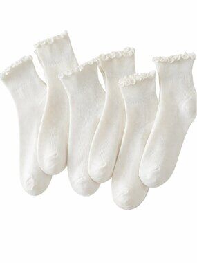 6 Pairs of Ruffle Socks Women, Cute Ruffle Ankle Socks